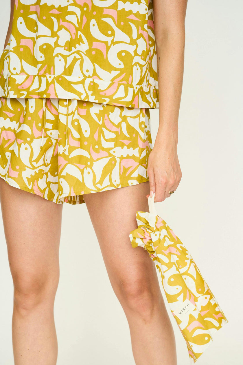 Pajama Tap Short Set in Canary