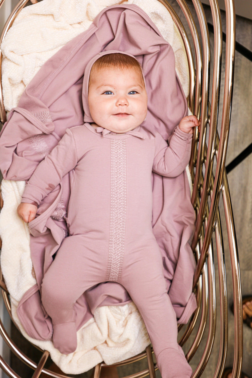 Elegant Embroidered Long Sleeve Footie