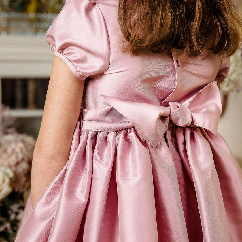 Astrid Pink Silk Smocked Girl Dress