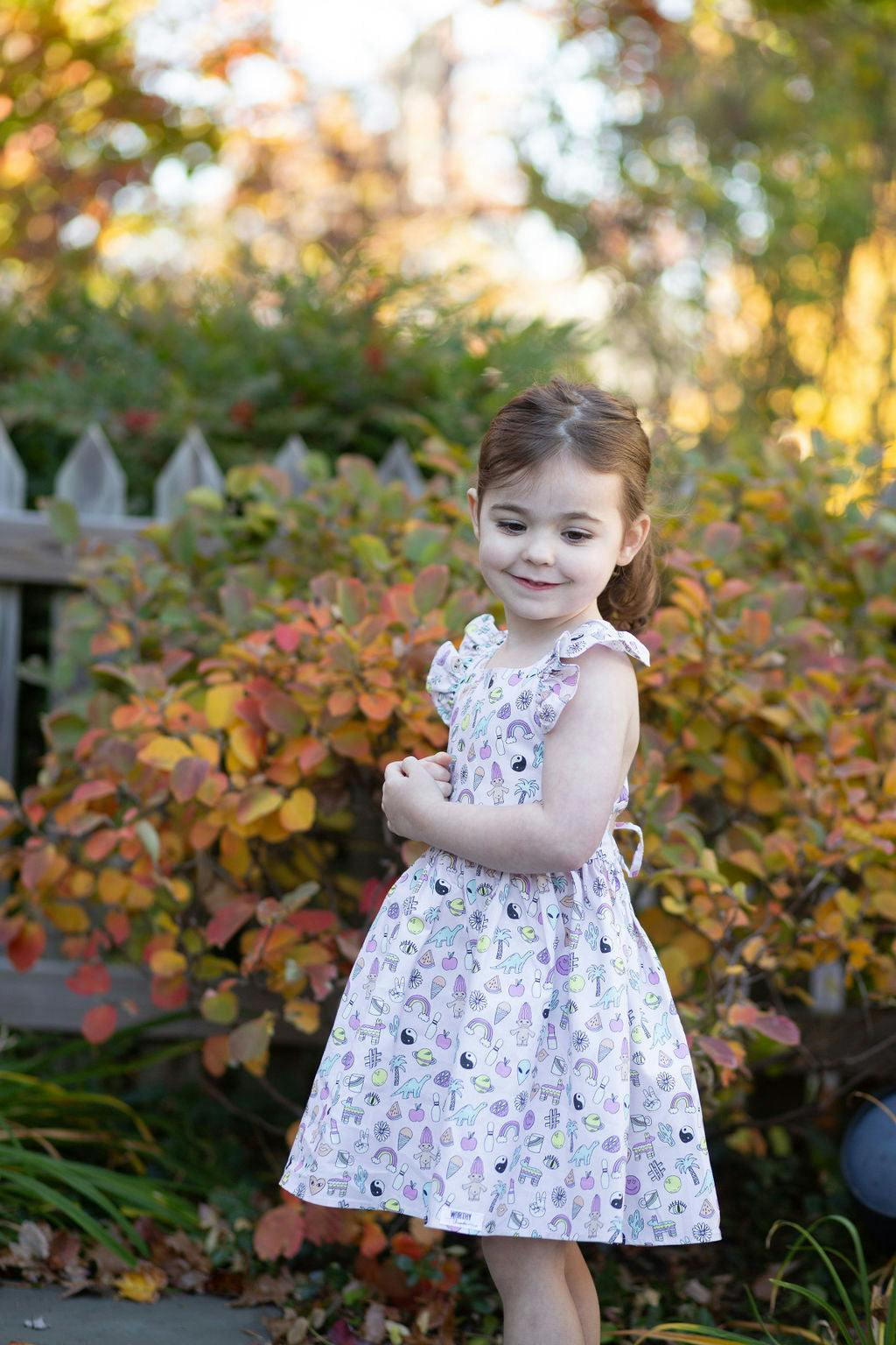 Ruffle Sleeve Dress in 90s Toys