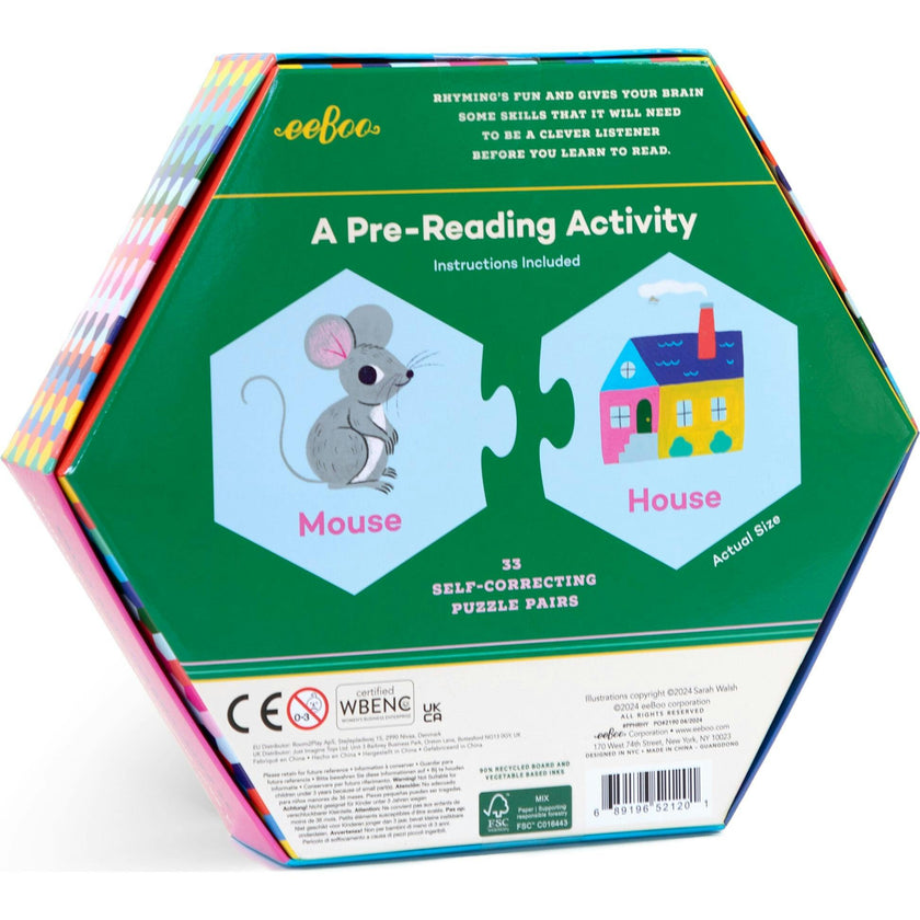 Hexagon Puzzle Pairs: Rhyming Words