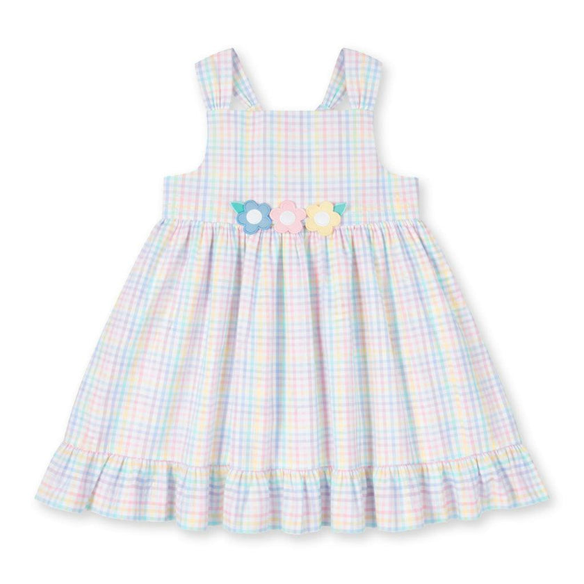 Plaid Seersucker Dress With Flowers