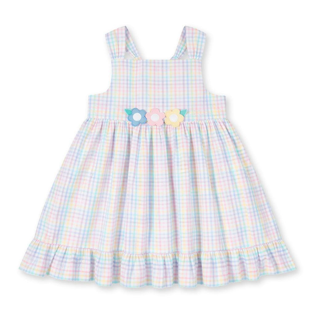 Plaid Seersucker Dress With Flowers