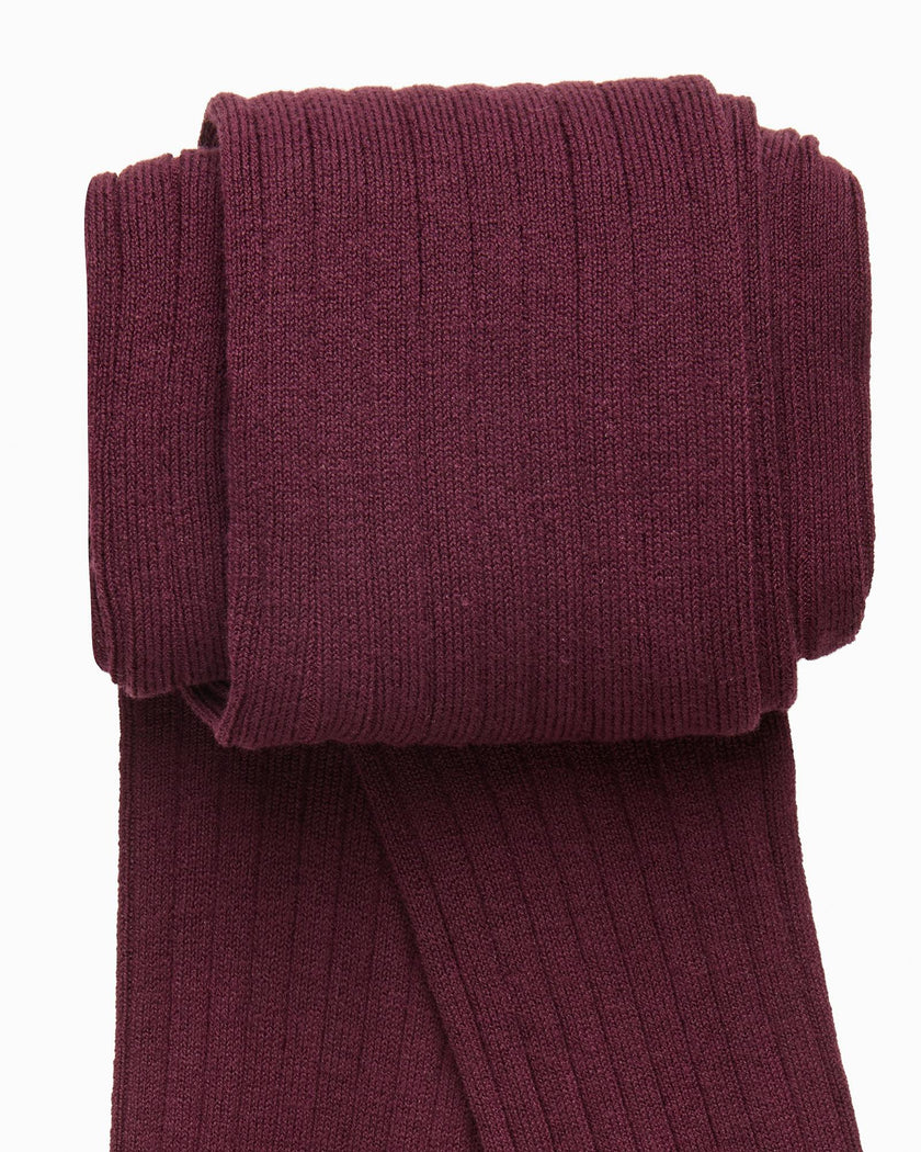 Ribbed Tights in Aubergine