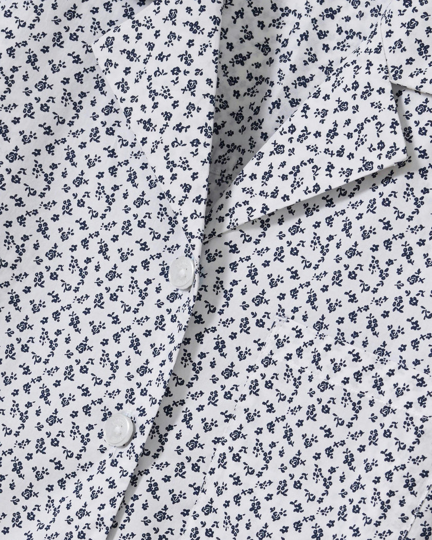 The Olivia Poplin Short Set in Ditsy Waltz White