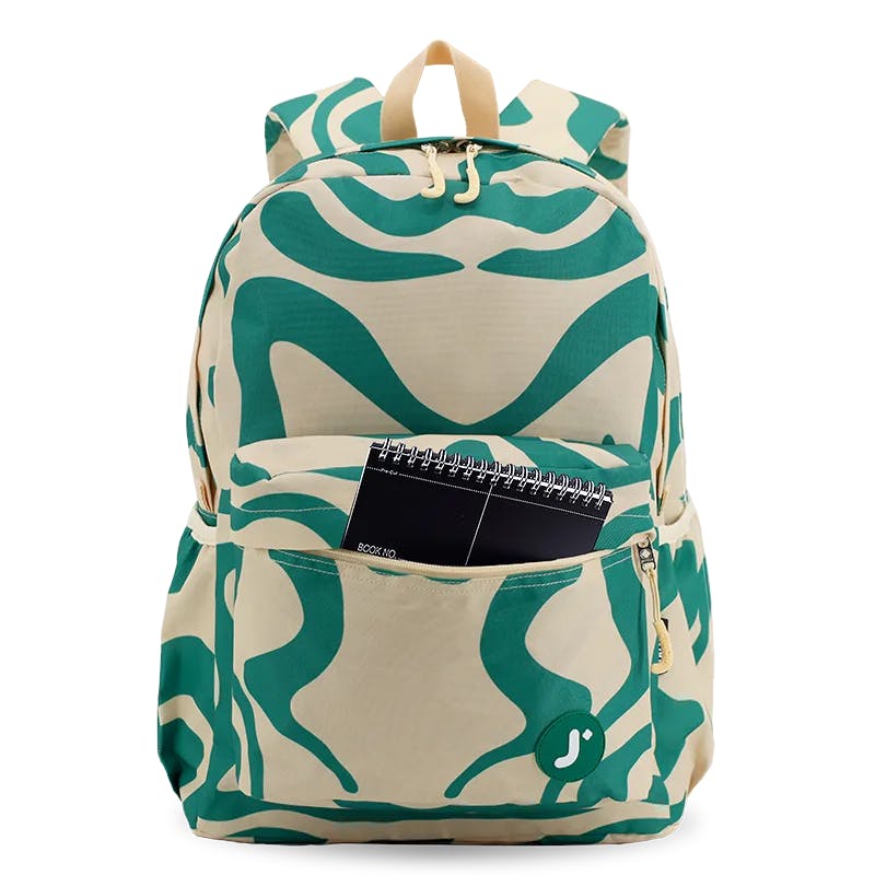Oz Daypack Backpack with Doodle Large Pencil Case in Green Swirl