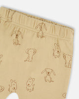 Organic Cotton Pant And Top Set Beige Printed Dogs