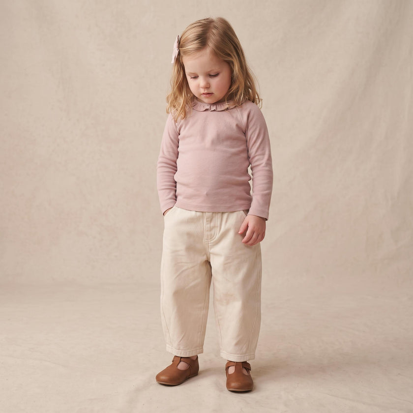 Organic Twill Barrel Pants - Oat