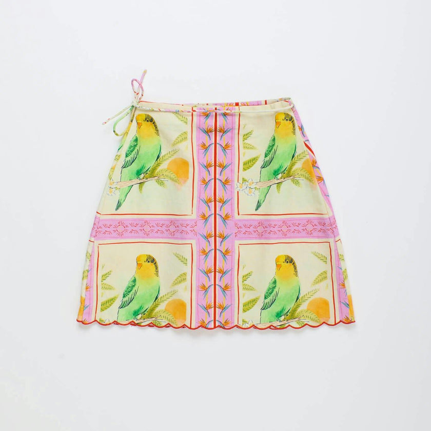 BIRDS PATCHWORK SKIRT BLUSH