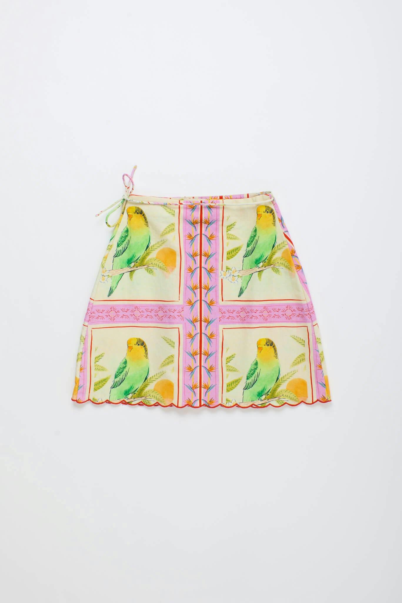 BIRDS PATCHWORK SKIRT BLUSH