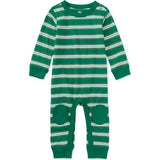 Stripe Knee Patch Baby Romper, Green