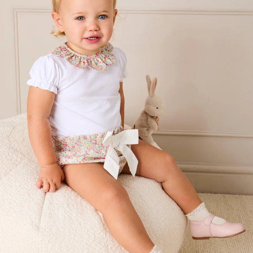 Adelaide Floral Bow Detail Bloomers in Pink (1mth-2yrs)