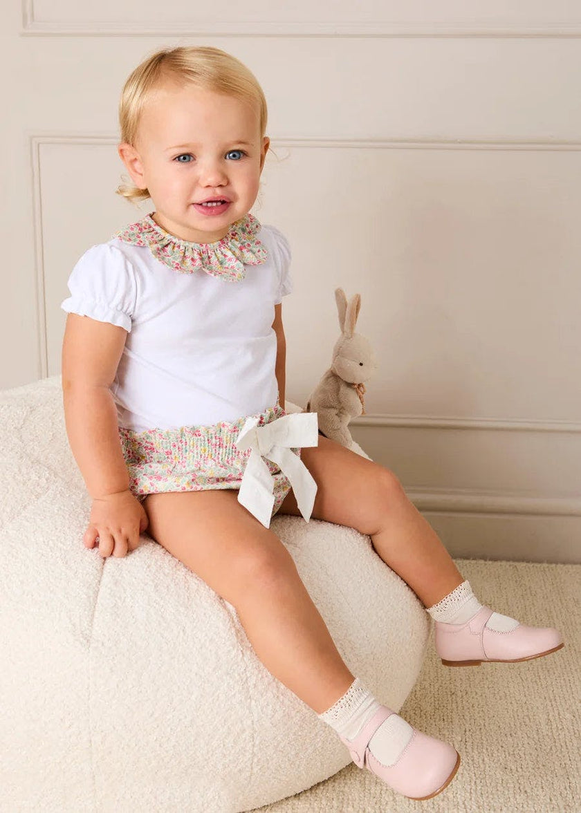 Adelaide Floral Bow Detail Bloomers in Pink (1mth-2yrs)