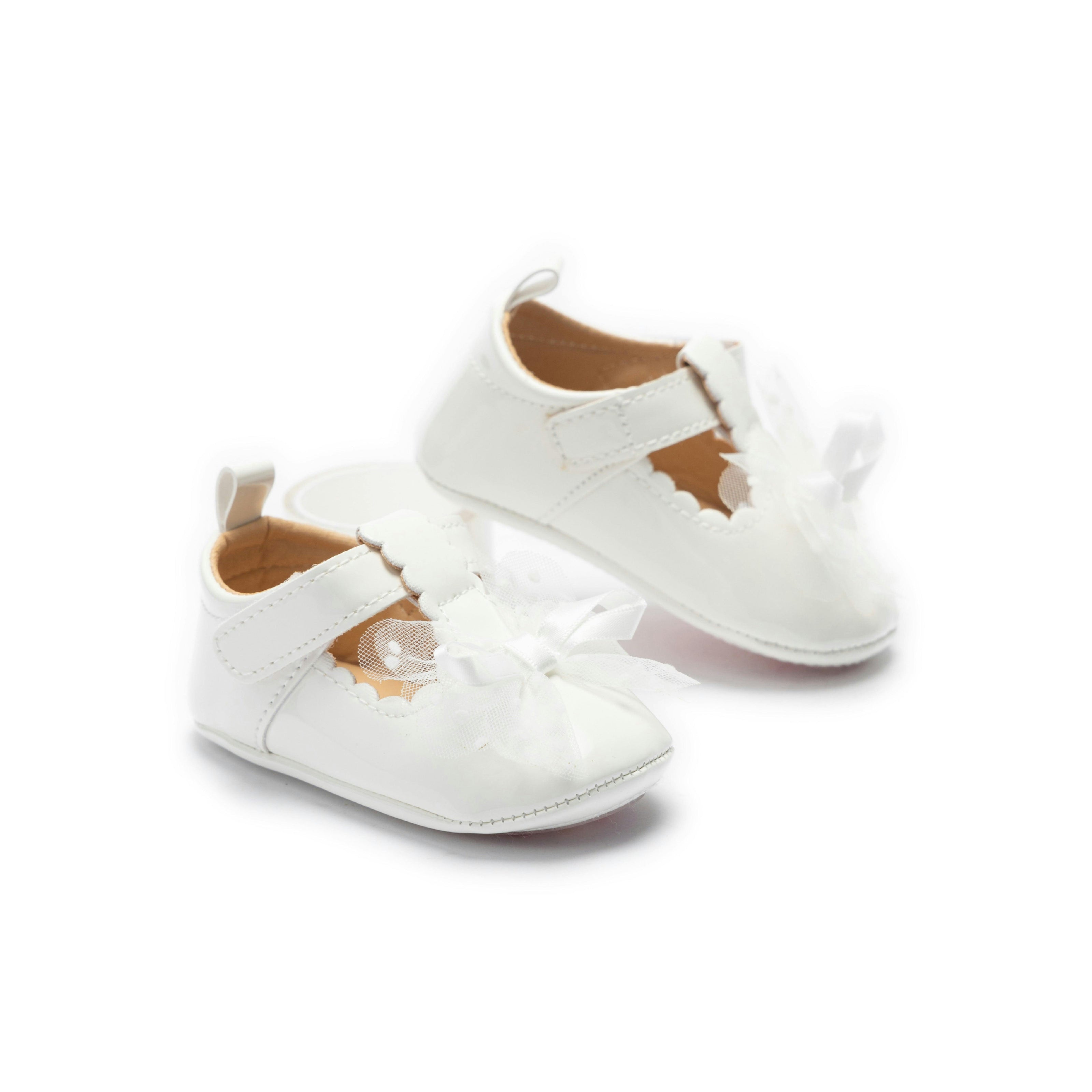 White Amaris Bow Baby Shoes