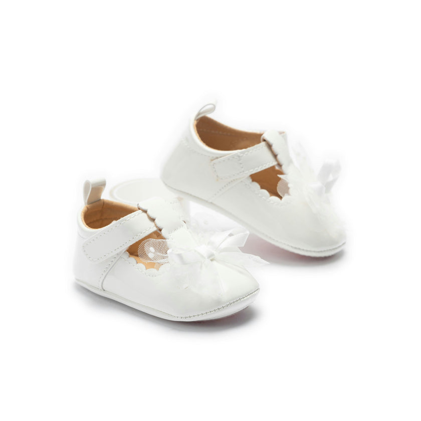 White Amaris Bow Baby Shoes