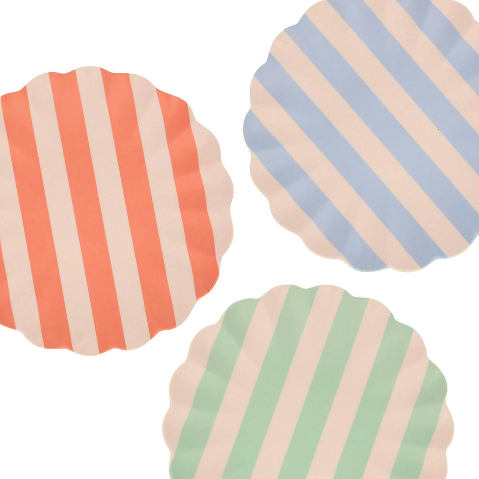 Stripy Reusable Bamboo Large Plates
