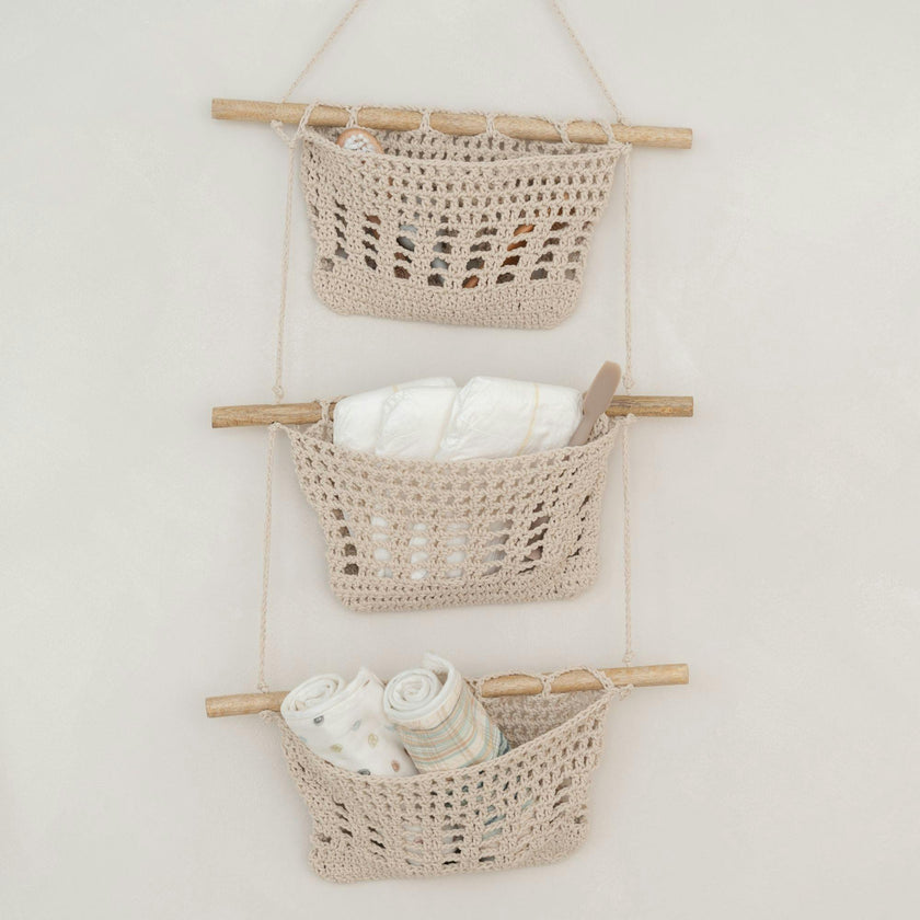Charlie Farmhouse 3-Tier Hanging Wall Storage Organizer