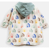 House Print Rain Hooded Poncho