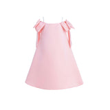 Pink Luneta Off-Shoulder Bow Dress