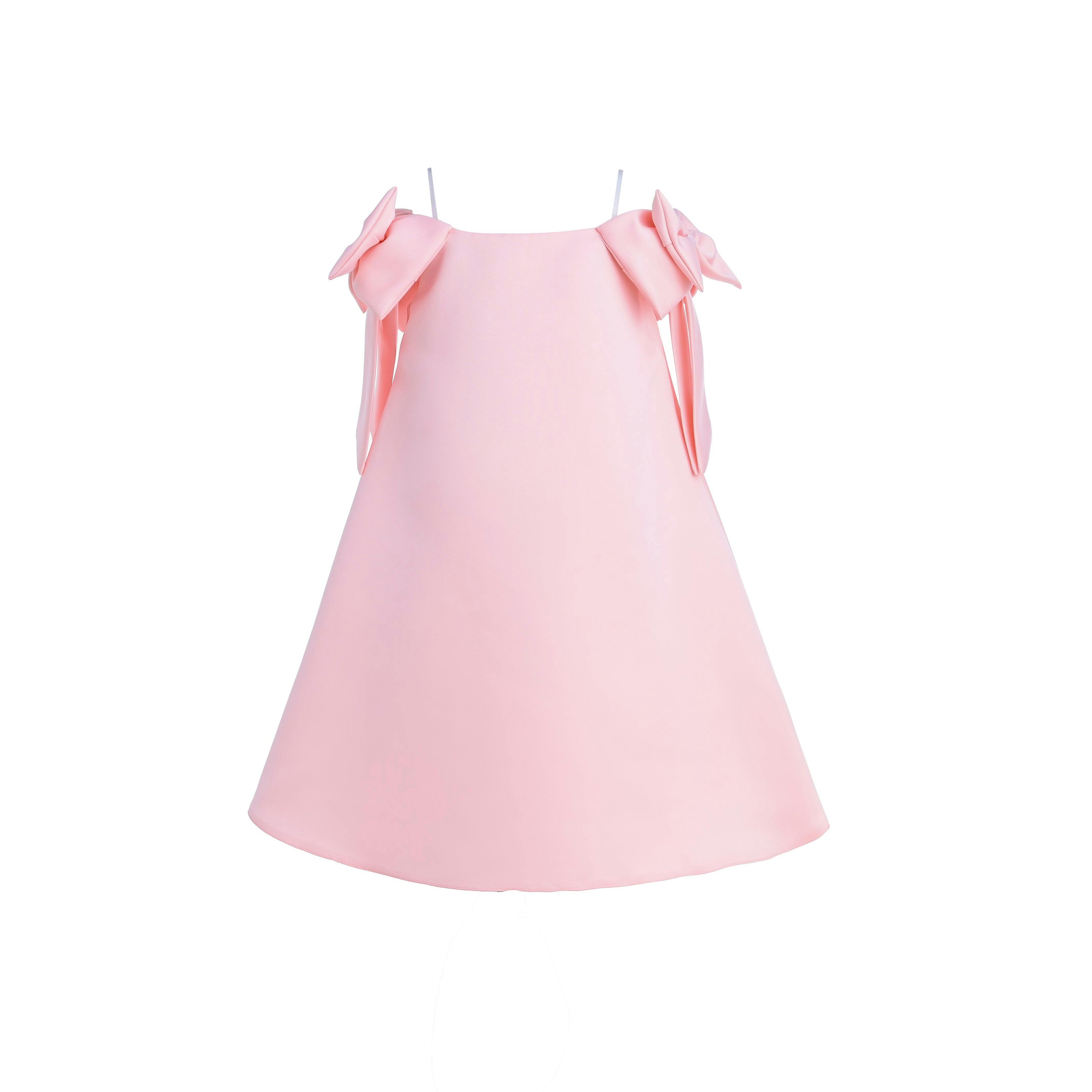 Pink Luneta Off-Shoulder Bow Dress