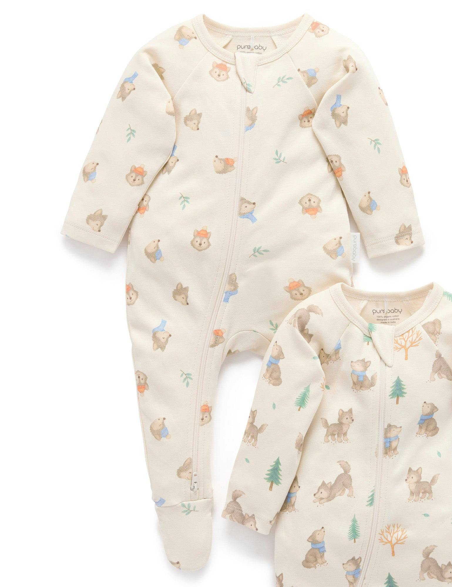 Printed Zip Growsuit Pack Wolf Cub Print