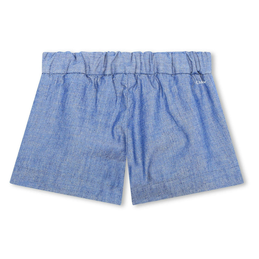 Blue Star Embroidered Chambray Shorts