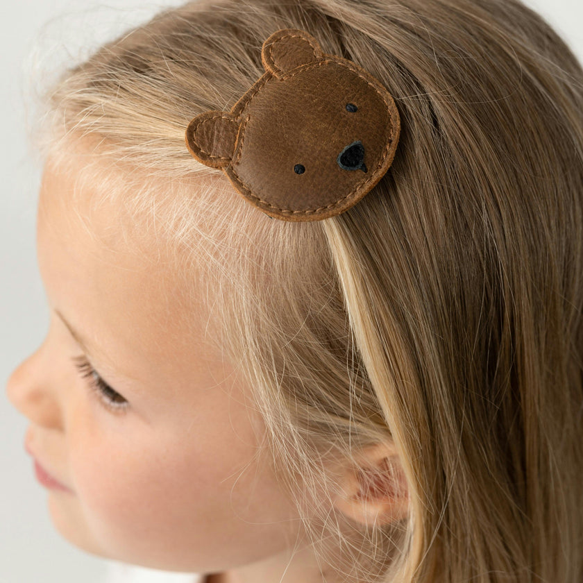 Josy Classic Hairclip | Bear | Cognac Classic Leather