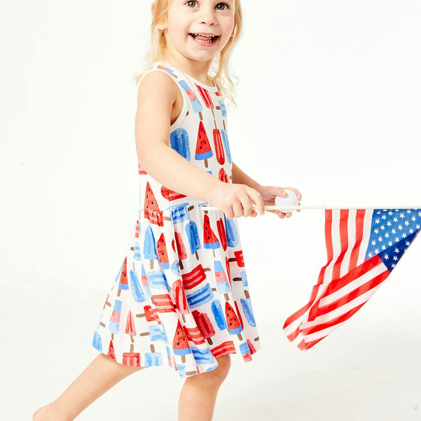 Stretchy Sleeveless Twirl Dress - Popsicles