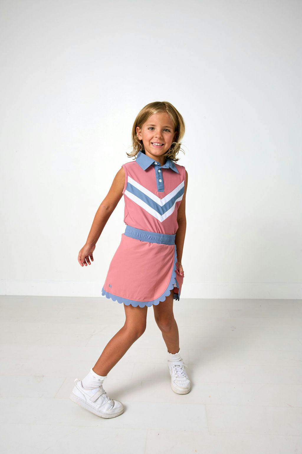dusty pink/slate scalloped skort