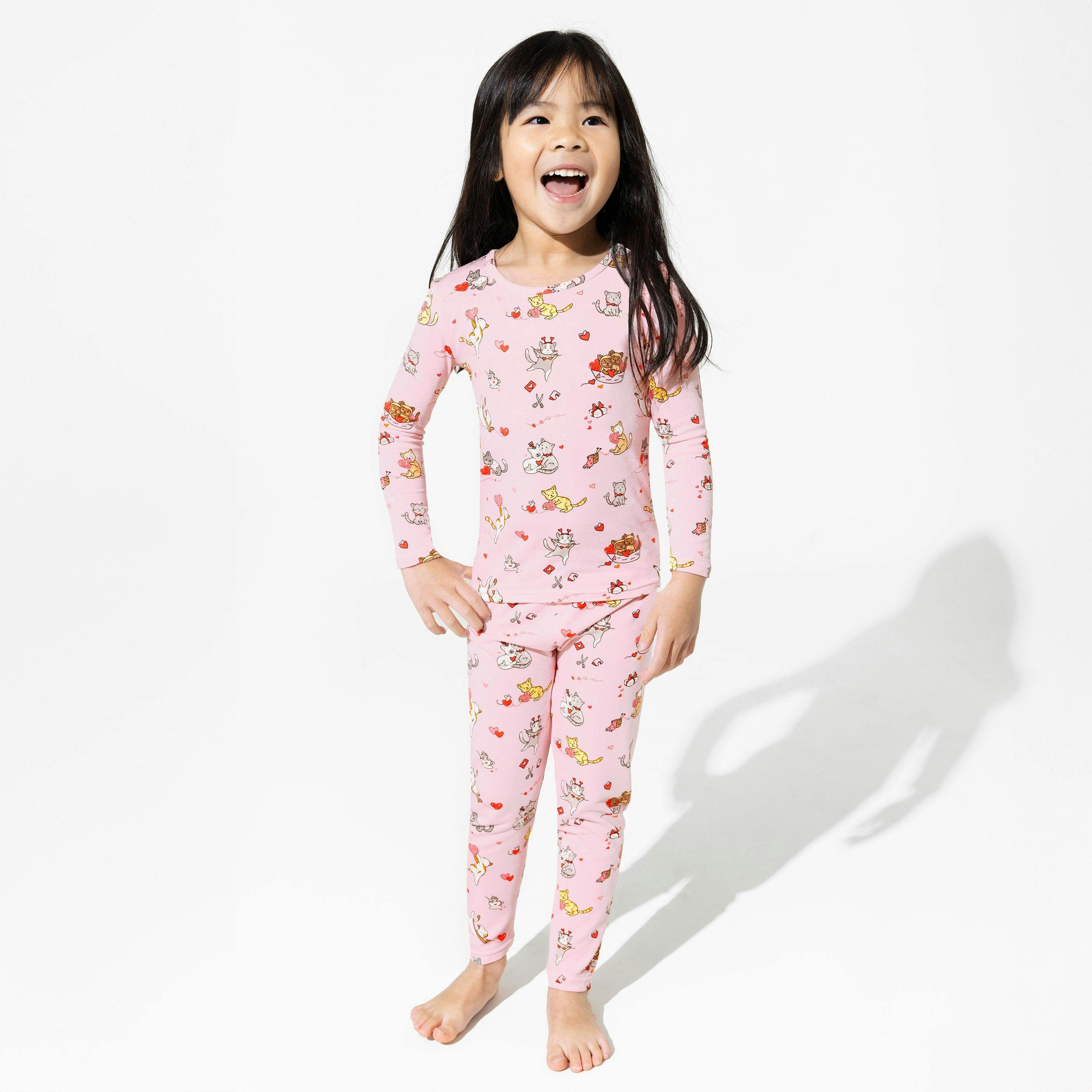 Valentines Kittens Bamboo Kids Pajamas