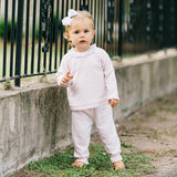 Rose Ruffle Collar Diamond Knit Set Pink