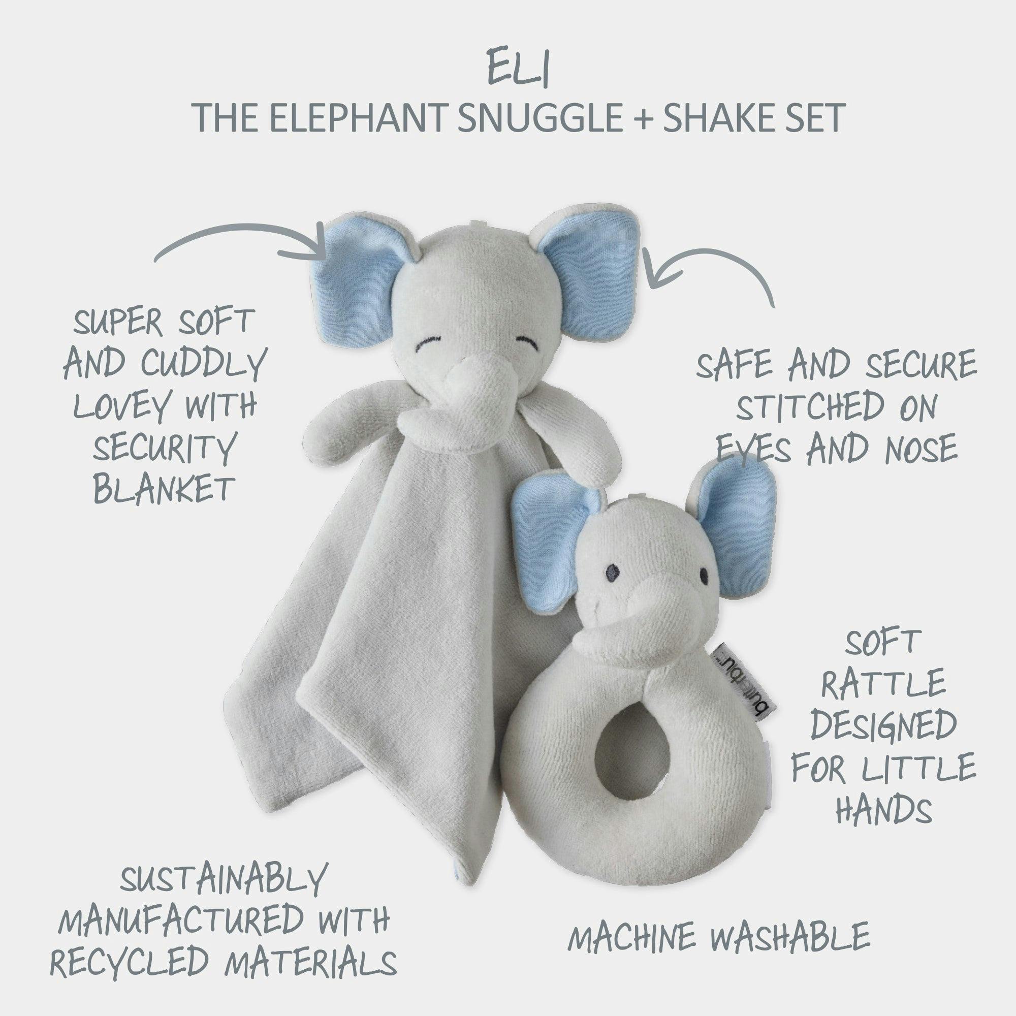 SNUGGLE + SHAKE - Baby Lovey Security Blanket Toy and Rattle Set