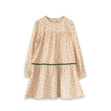 Piper Tiered Dress with Velvet Trim | Beige Petals