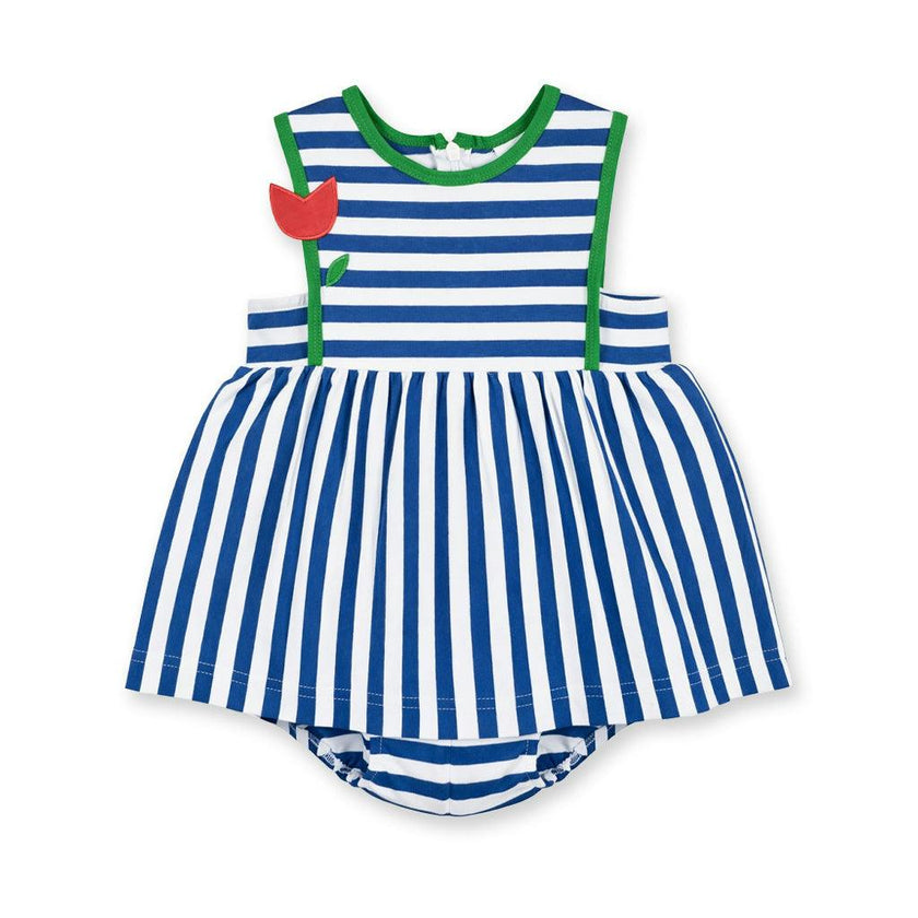 Stripe Knit Romper With Tulip