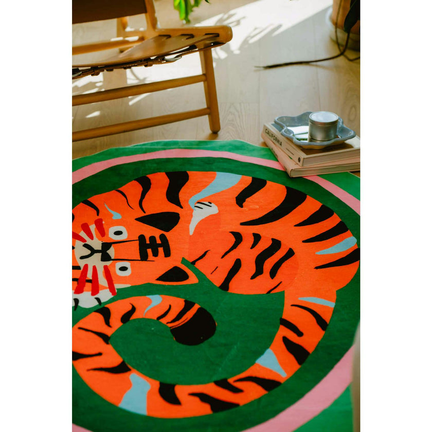Oval Tiger Area Rug by Lu Yang