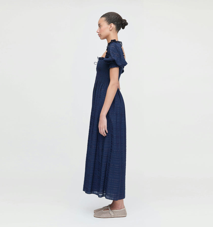 The Scarlett Nap Dress - Navy Sheer Plaid