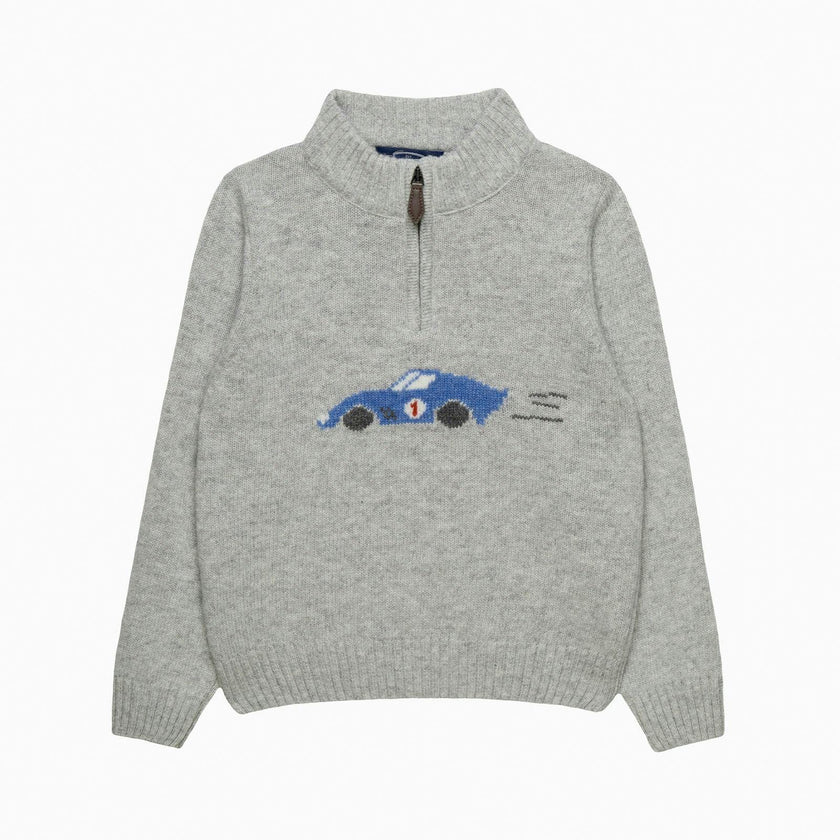 Sebastian Car Half Zip sweater in Gray Marl