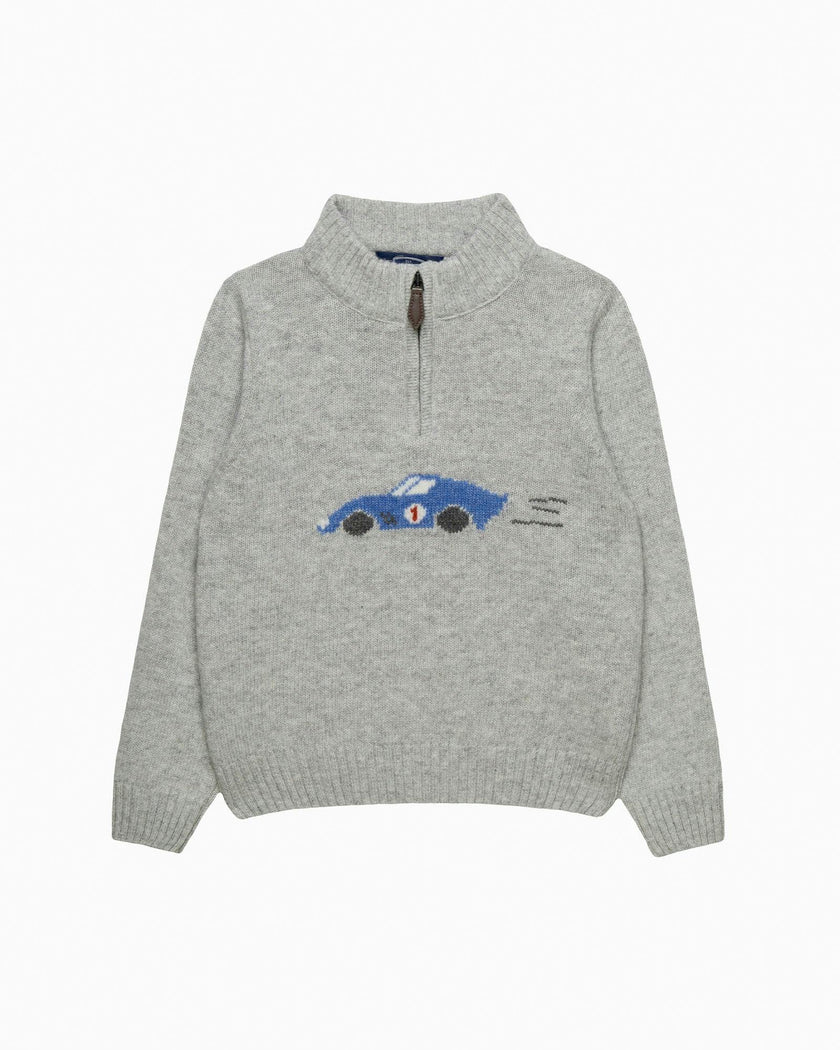 Sebastian Car Half Zip sweater in Gray Marl