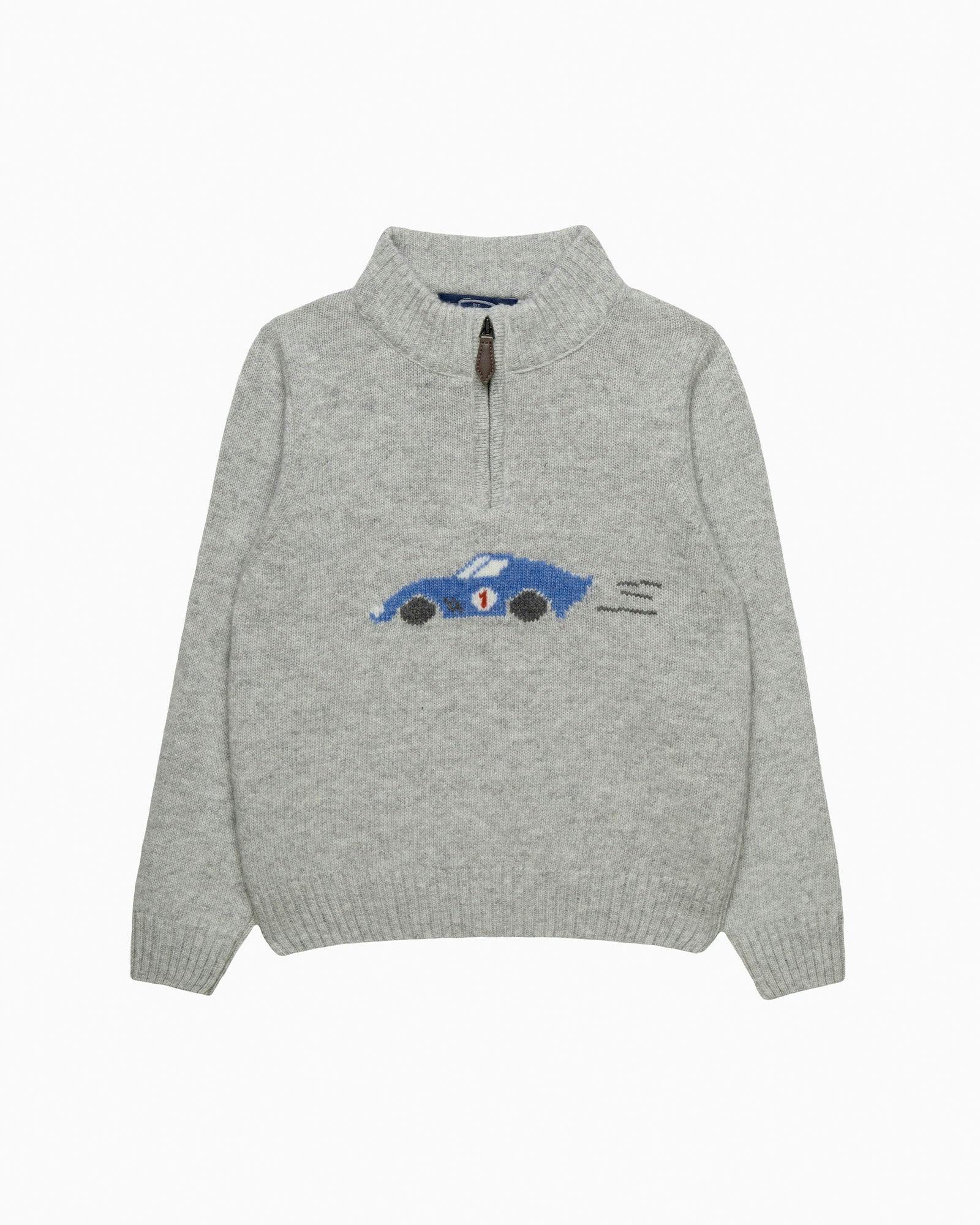 Sebastian Car Half Zip sweater in Gray Marl