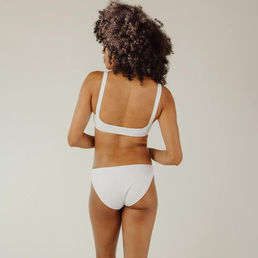 Women's White Low Waisted Bikini Bottom