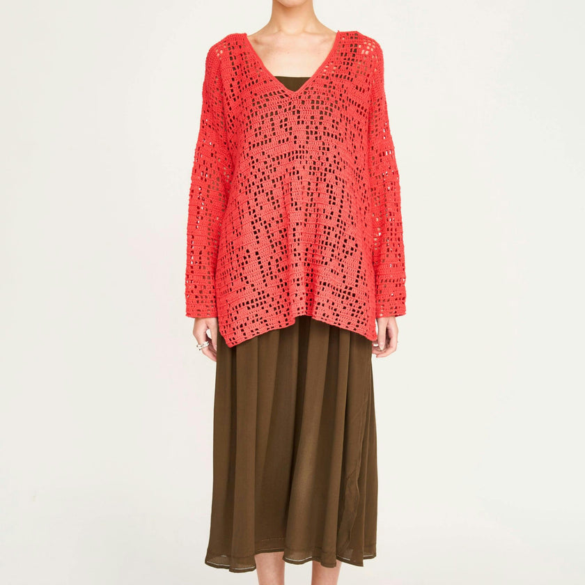 Madrid Hand Crochet Tunic in Chili