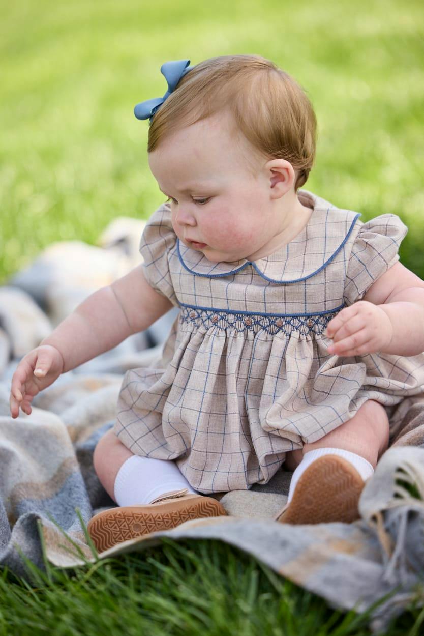 Smocked Natalie Bubble - Durham Windowpane