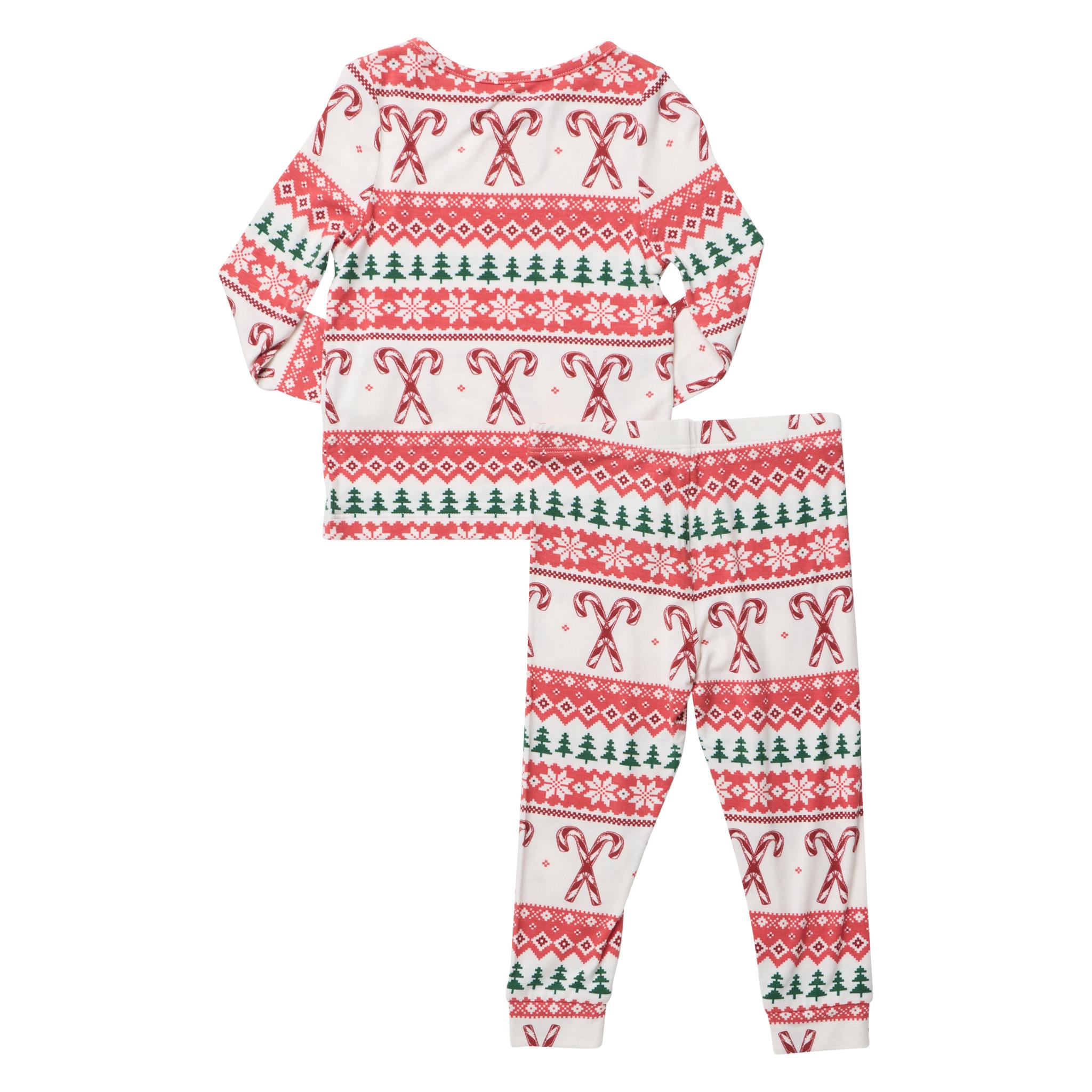 Kids Bamboo PJ Set - Candy Cane Fair Isle