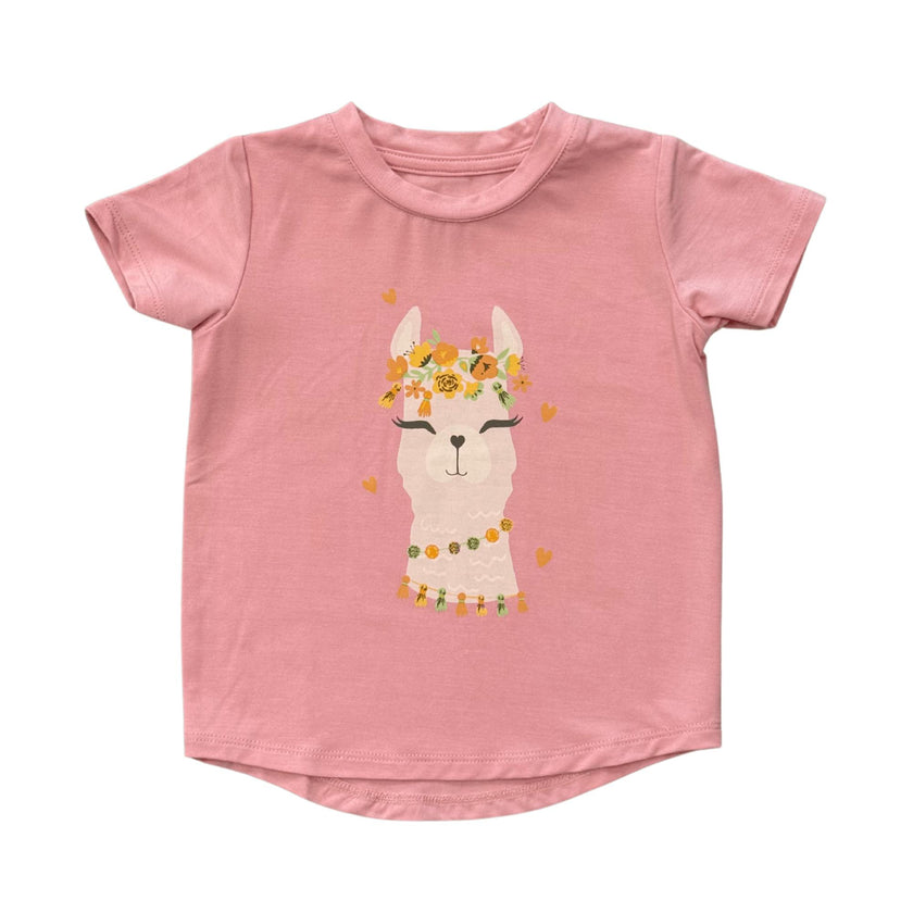 Girl's Short Sleeve Tee in Llamas