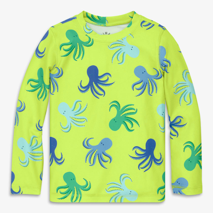 Kids long sleeve rash guard in octopus pals