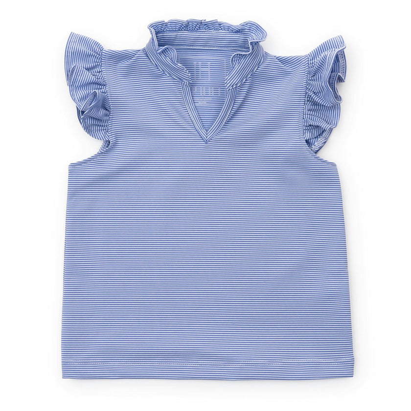 Ellie Girls' Sleeveless Performance Top by LH Sport Blue Stripes (Past Season)