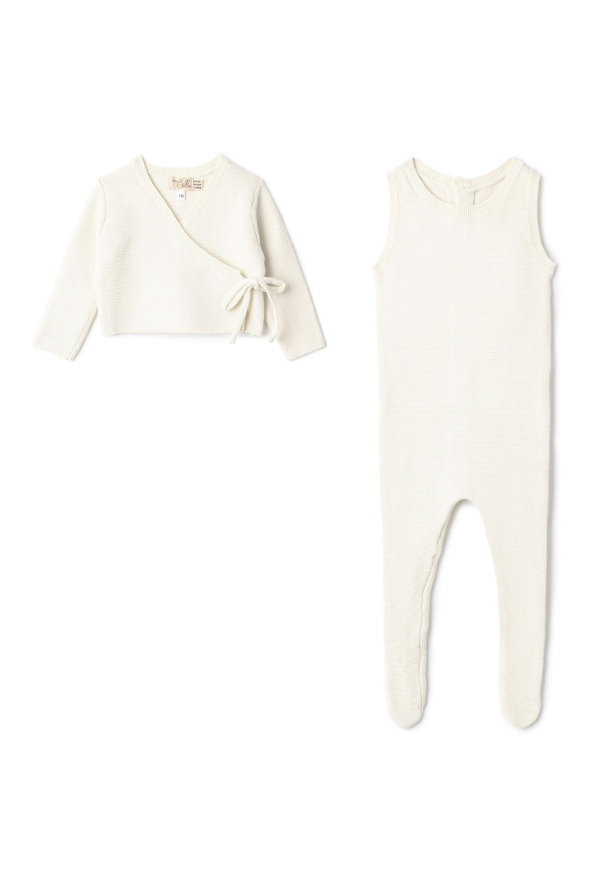 Wrap Knit Romper and Cardigan Two Piece Set