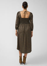 Smocked Sateen Maternity and Nursing Midi Dress