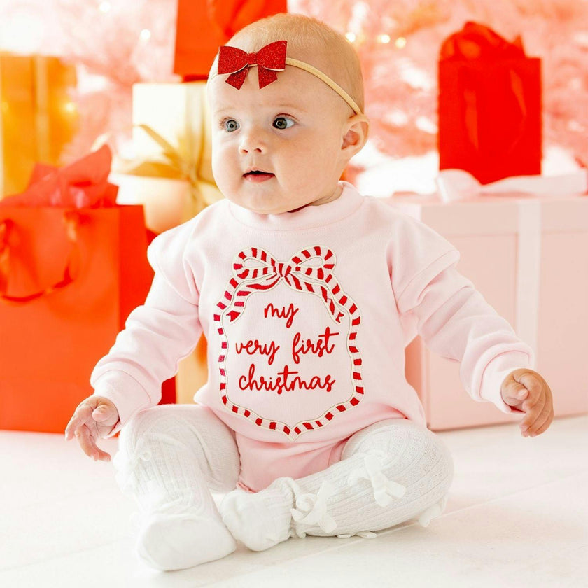 Red Glitter Bow Baby Headband