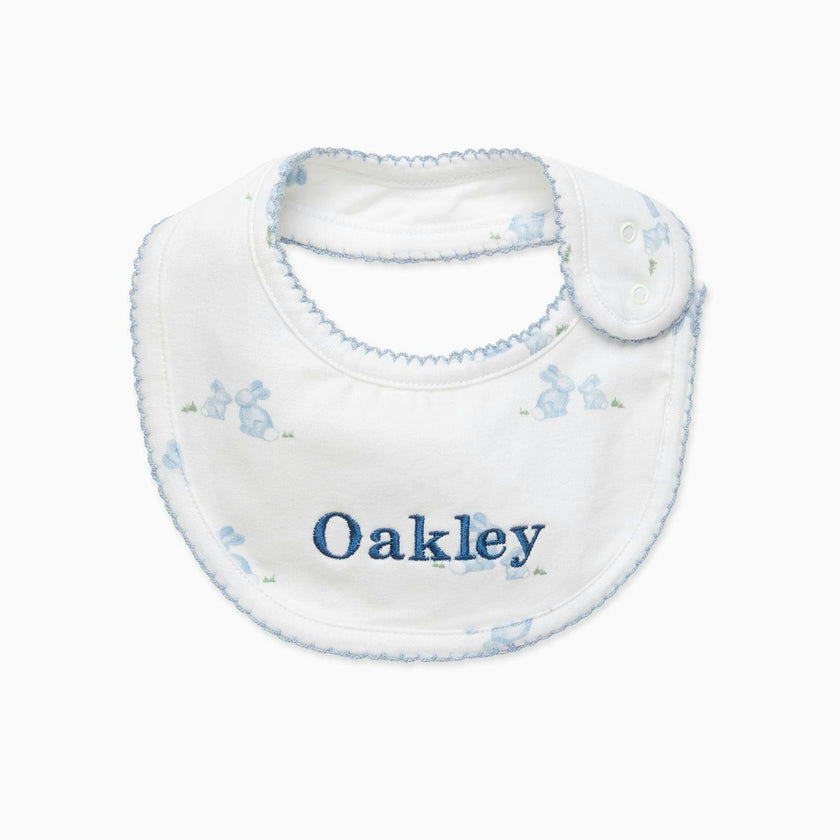 Baby Bib in Pale Blue Bunny